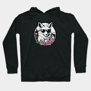 Fox Covered in Roses and Wearing Sunglasses Hoodie